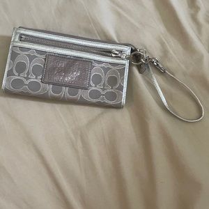 Silver coach wristlet wallet